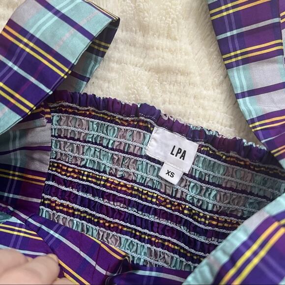 Revolve LPA Franca Bustier Mini Dress in Purple Plaid - Picture 6 of 7